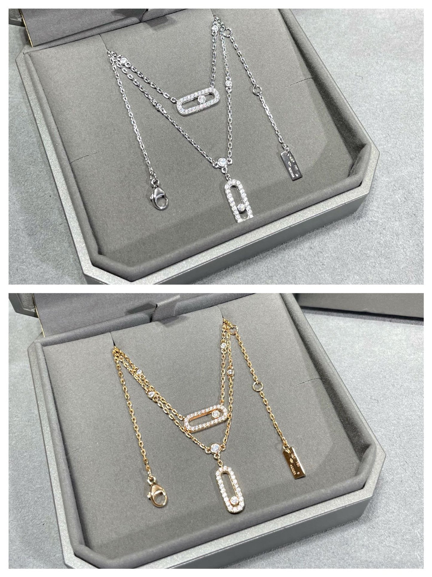 [⭐Luxery]MOVE 2 ROW DIAMOND NECKLACE