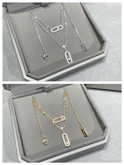 [⭐Luxery]MOVE 2 ROW DIAMOND NECKLACE