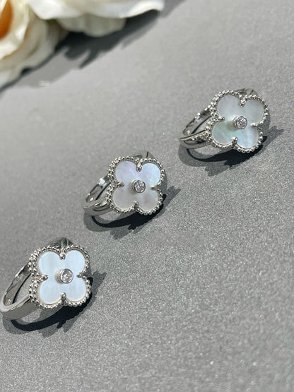 [⭐Luxery]CLOVER SILVER MOP DIAMOND RING