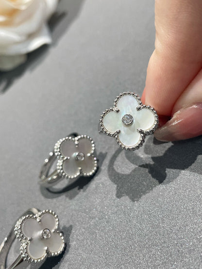 [⭐Luxery]CLOVER SILVER MOP DIAMOND RING
