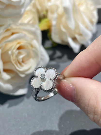 [⭐Luxery]CLOVER SILVER MOP DIAMOND RING