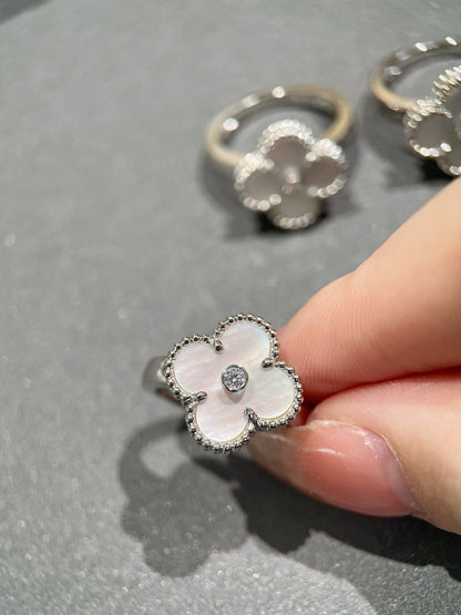 [⭐Luxery]CLOVER SILVER MOP DIAMOND RING