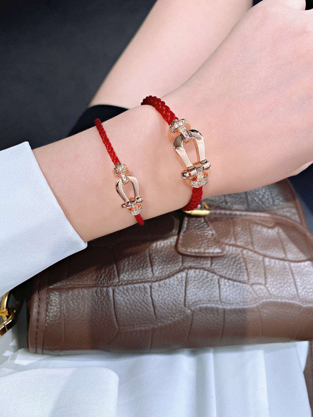 [⭐Luxery]FORCE 10 HALF DIAMOND PINK GOLD RED CORDERI LARGE AND MEDIUM MODEL