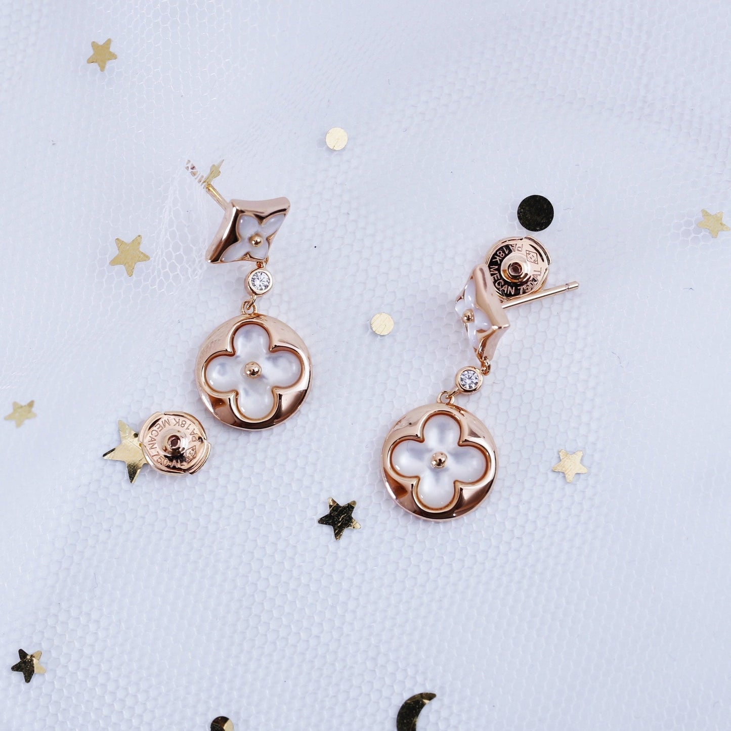 [⭐Luxery]STAR AND SUN PINK GOLD MOP DROP EARRINGS