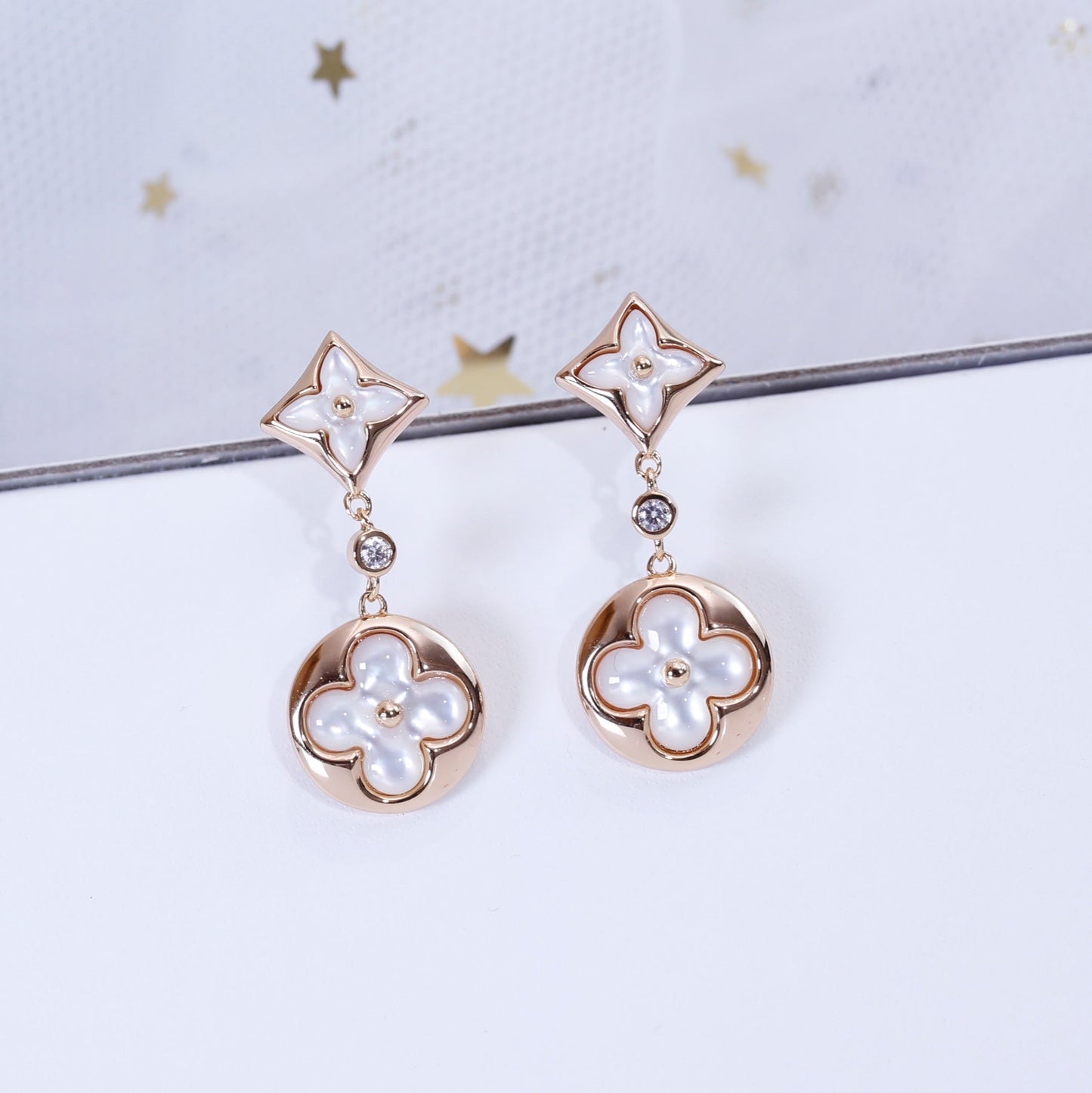 [⭐Luxery]STAR AND SUN PINK GOLD MOP DROP EARRINGS