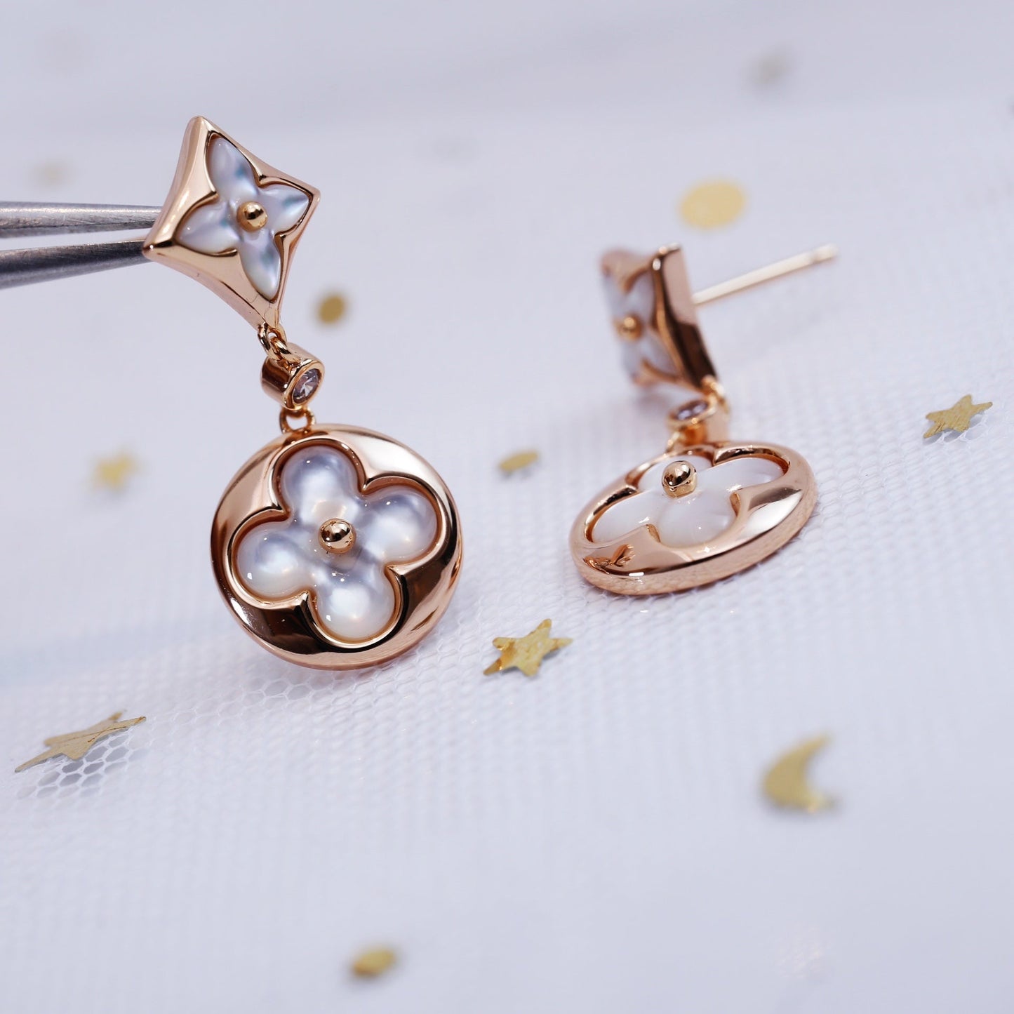 [⭐Luxery]STAR AND SUN PINK GOLD MOP DROP EARRINGS
