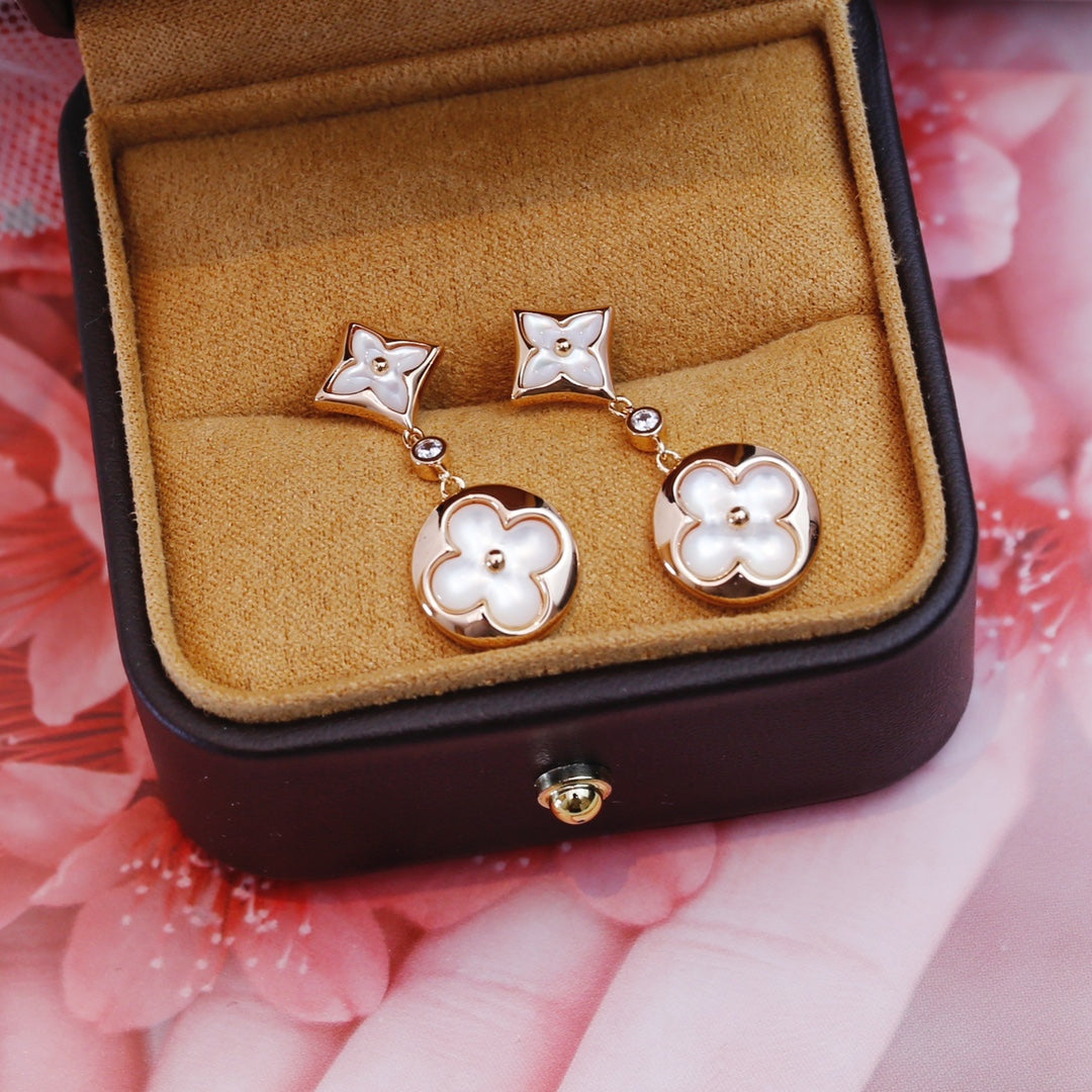 [⭐Luxery]STAR AND SUN PINK GOLD MOP DROP EARRINGS
