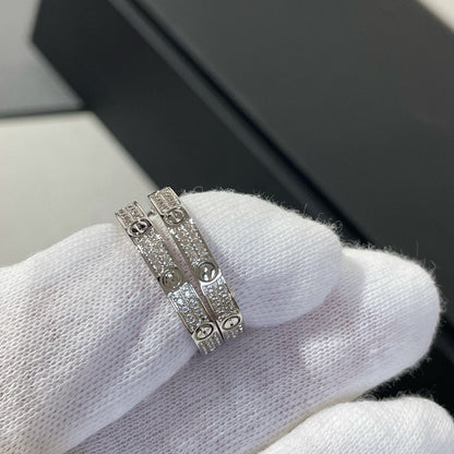 [⭐Luxery]LOVE DIAMOND SILVER HOOP EARRINGS