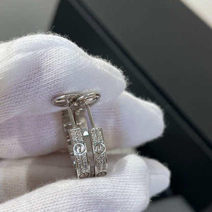 [⭐Luxery]LOVE DIAMOND SILVER HOOP EARRINGS