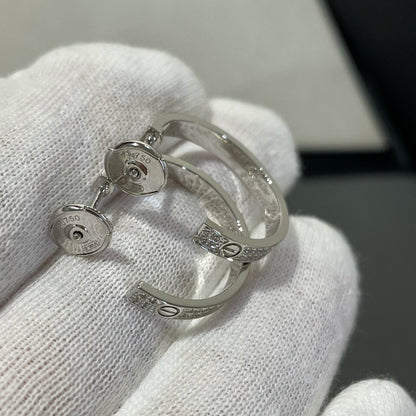 [⭐Luxery]LOVE DIAMOND SILVER HOOP EARRINGS
