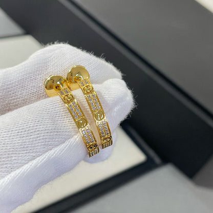 [⭐Luxery]LOVE DIAMOND GOLD HOOP EARRINGS