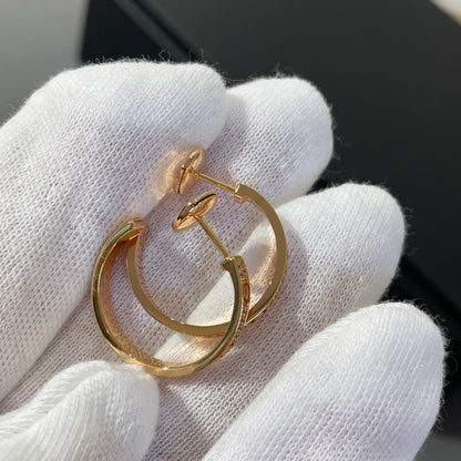 [⭐Luxery]LOVE DIAMOND PINK GOLD HOOP EARRINGS