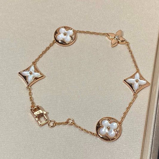 [⭐Luxery]STAR AND SUN 5 MOTIF MOP PINK GOLD BRACELET