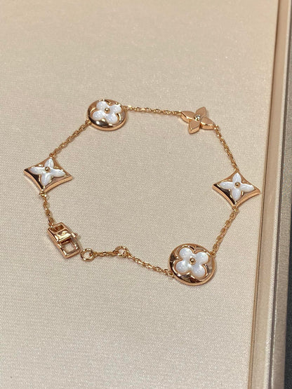 [⭐Luxery]STAR AND SUN 5 MOTIF MOP PINK GOLD BRACELET