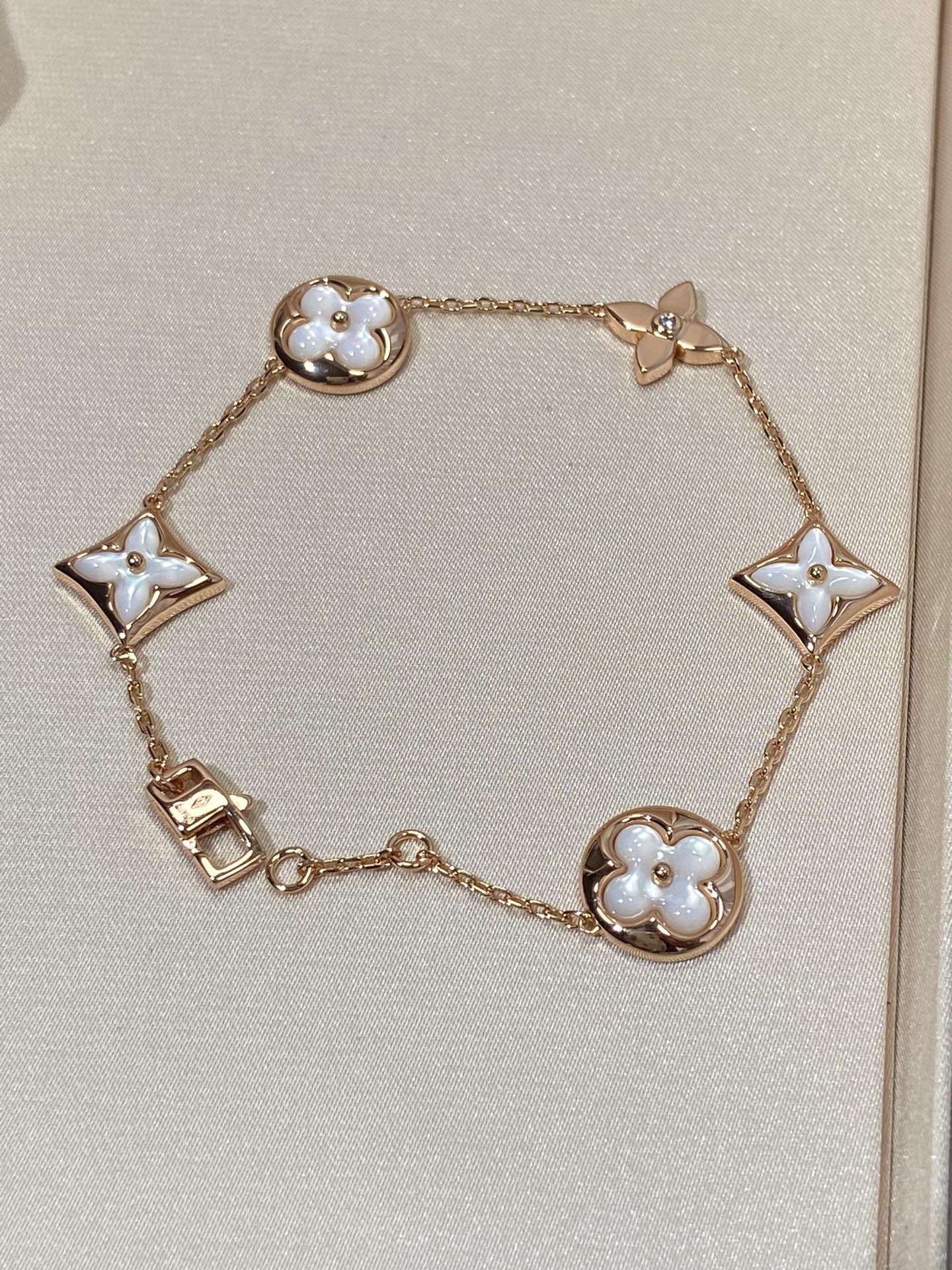 [⭐Luxery]STAR AND SUN 5 MOTIF MOP PINK GOLD BRACELET