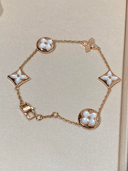 [⭐Luxery]STAR AND SUN 5 MOTIF MOP PINK GOLD BRACELET