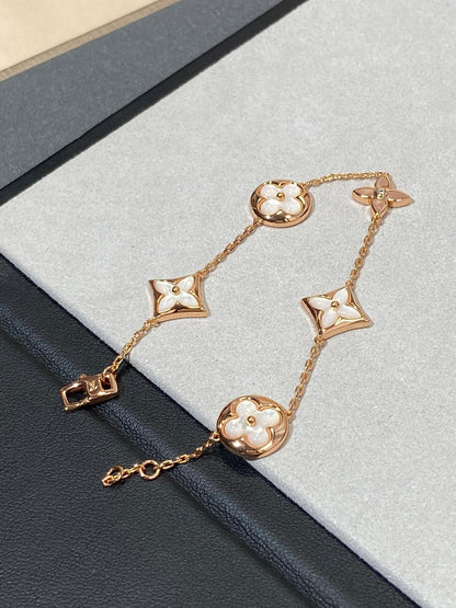 [⭐Luxery]STAR AND SUN 5 MOTIF MOP PINK GOLD BRACELET