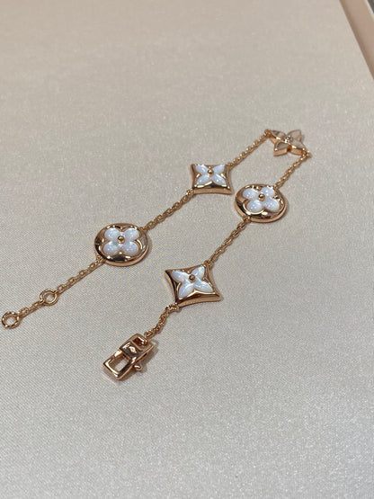 [⭐Luxery]STAR AND SUN 5 MOTIF MOP PINK GOLD BRACELET