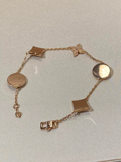 [⭐Luxery]STAR AND SUN 5 MOTIF MOP PINK GOLD BRACELET