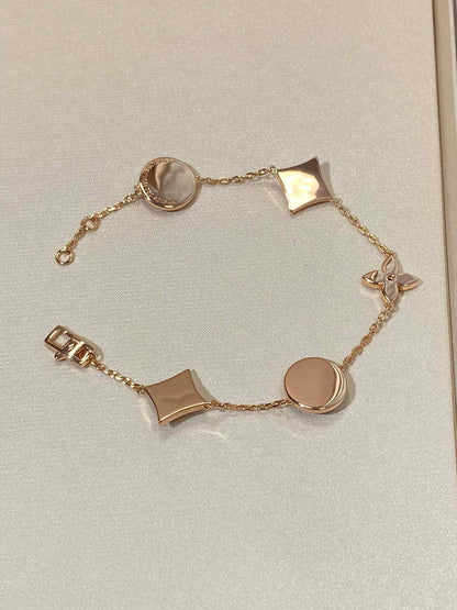 [⭐Luxery]STAR AND SUN 5 MOTIF MOP PINK GOLD BRACELET