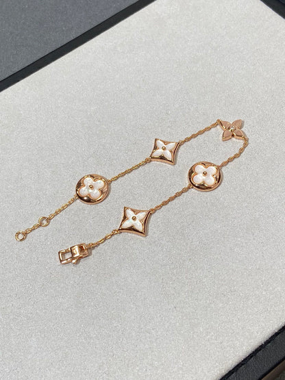 [⭐Luxery]STAR AND SUN 5 MOTIF MOP PINK GOLD BRACELET