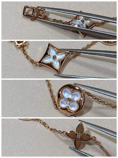 [⭐Luxery]STAR AND SUN 5 MOTIF MOP PINK GOLD BRACELET
