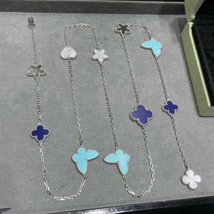 [⭐Luxery]LUCKY CLOVER SILVER 11 MOTIF NECKLACE