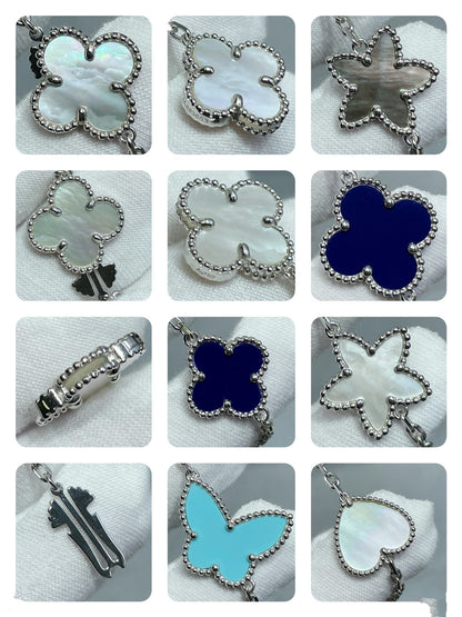[⭐Luxery]LUCKY CLOVER SILVER 11 MOTIF NECKLACE