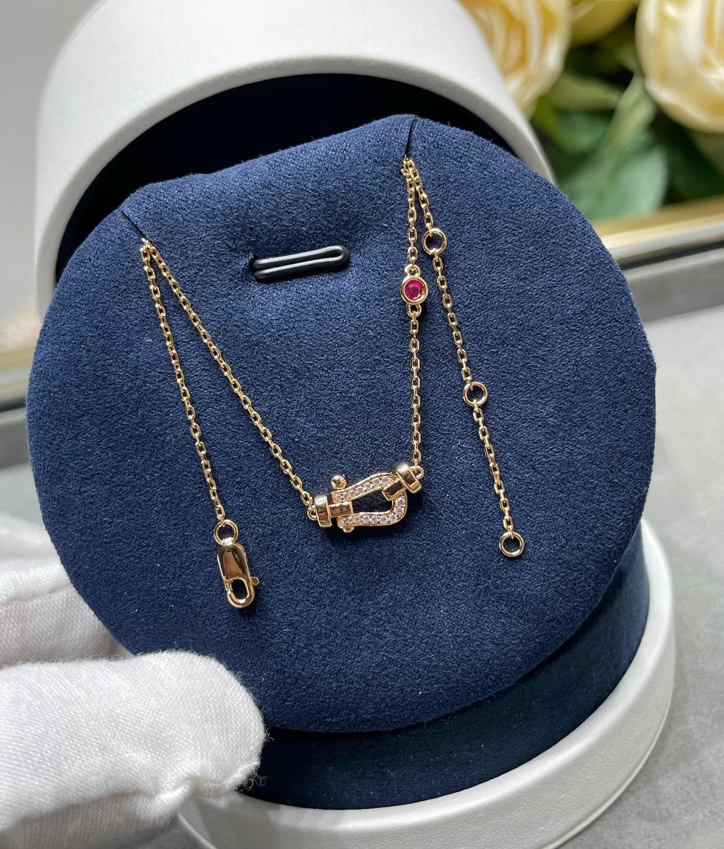 [⭐Luxery]FORCE 10 DIAMOND PINK GOLD NECKLACE