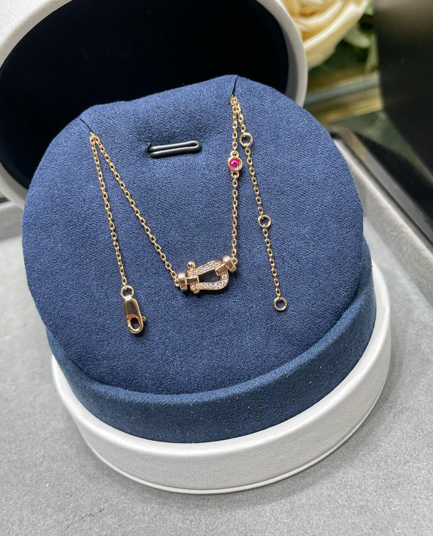 [⭐Luxery]FORCE 10 DIAMOND PINK GOLD NECKLACE