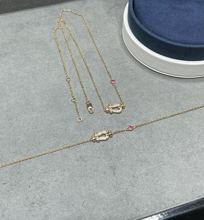 [⭐Luxery]FORCE 10 DIAMOND PINK GOLD NECKLACE