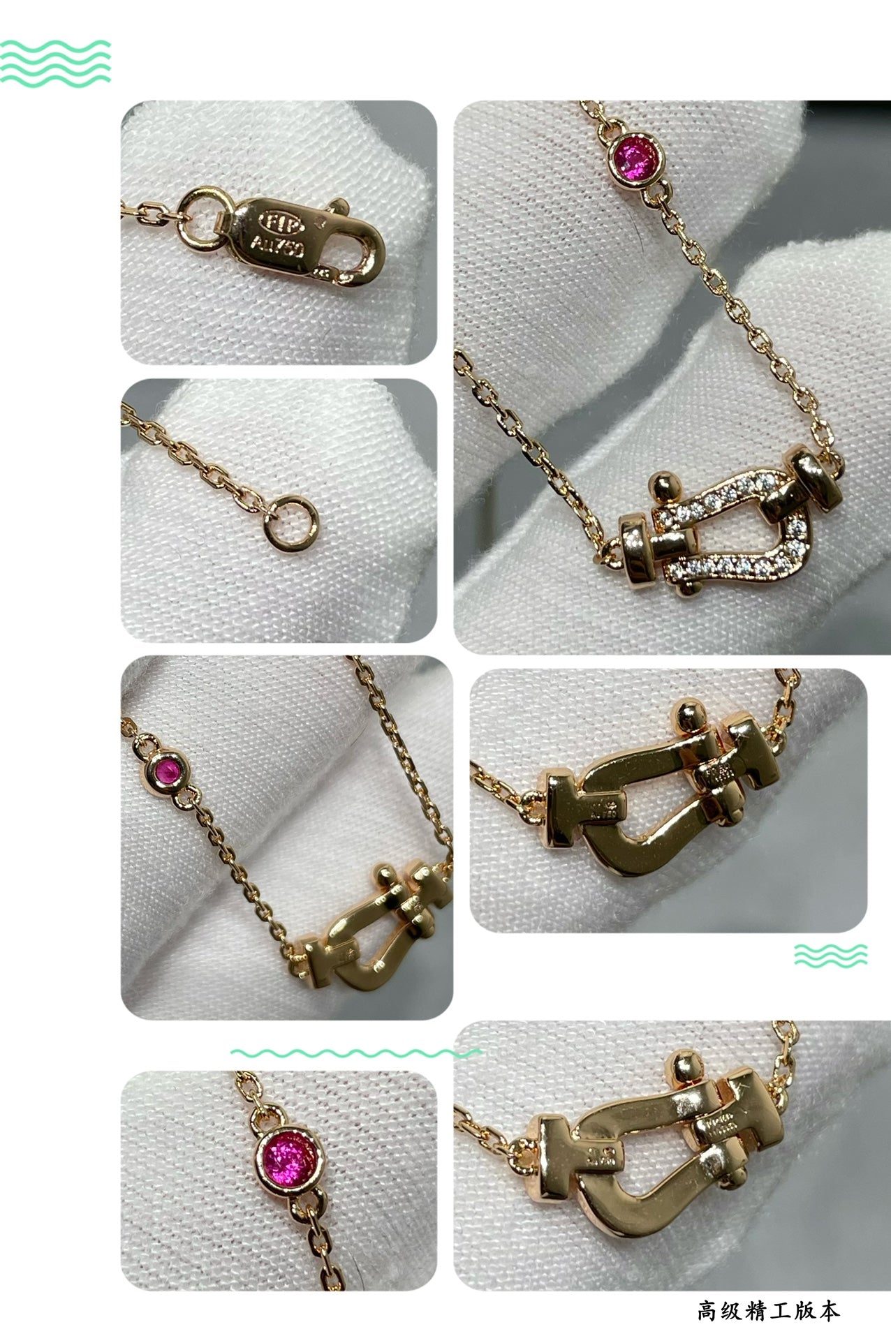 [⭐Luxery]FORCE 10 DIAMOND PINK GOLD NECKLACE