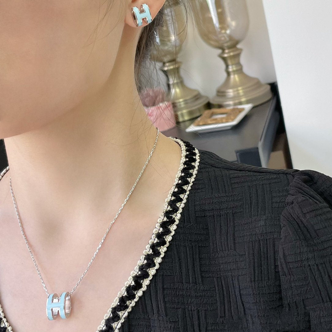 [⭐Luxery]POP H SKY BLUE NECKLACE
