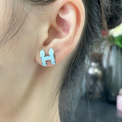 [⭐Luxery]POP H SKY BLUE STUD EARRINGS