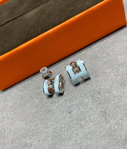 [⭐Luxery]POP H SKY BLUE STUD EARRINGS