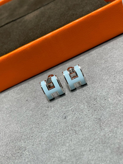 [⭐Luxery]POP H SKY BLUE STUD EARRINGS