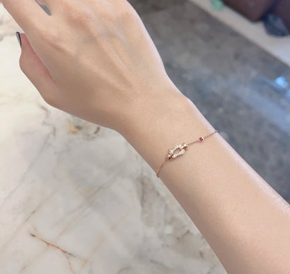 [⭐Luxery]FORCE 10 DIAMOND CHAIN LINK PINK GOLD BRACELET