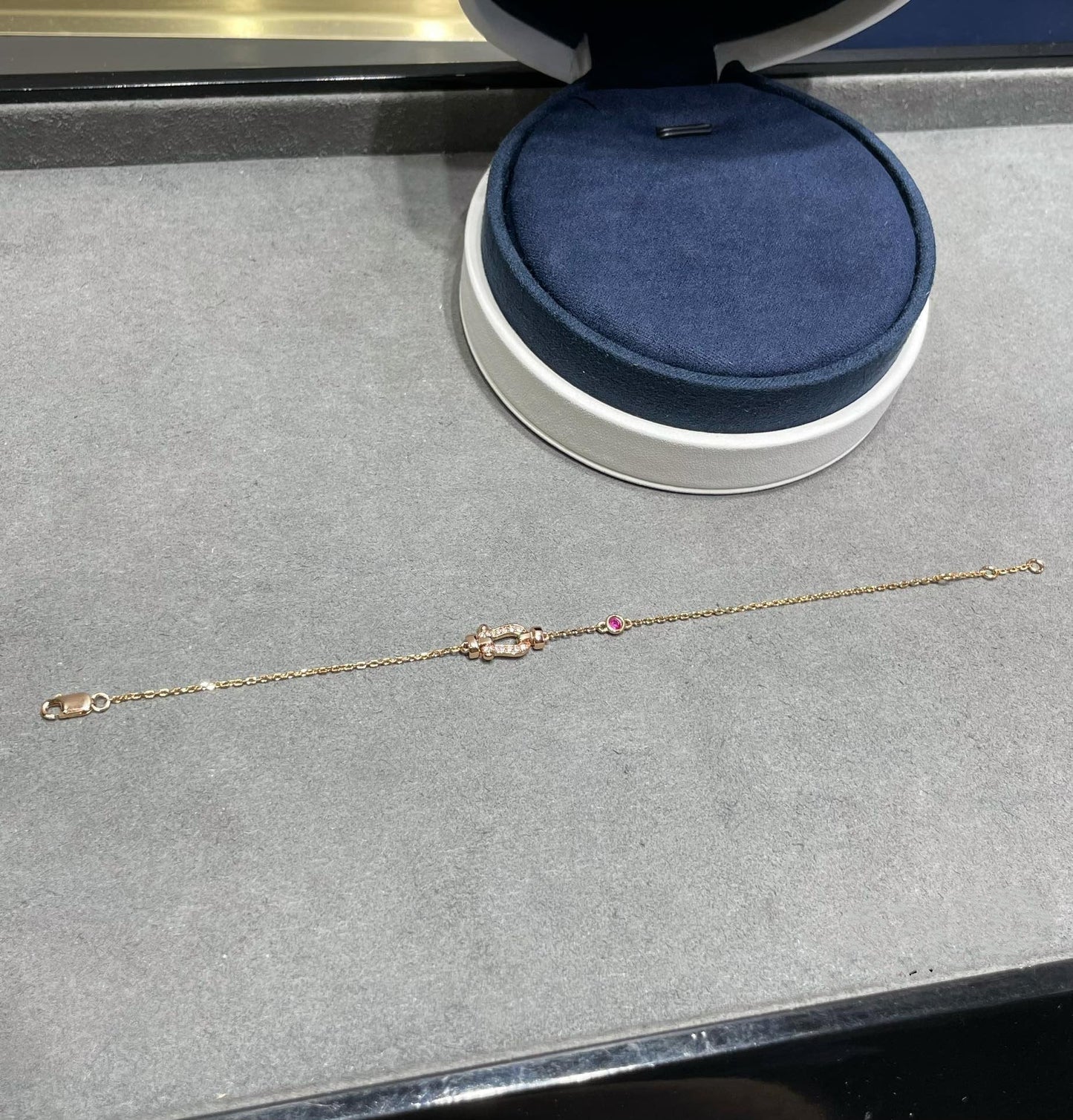 [⭐Luxery]FORCE 10 DIAMOND CHAIN LINK PINK GOLD BRACELET