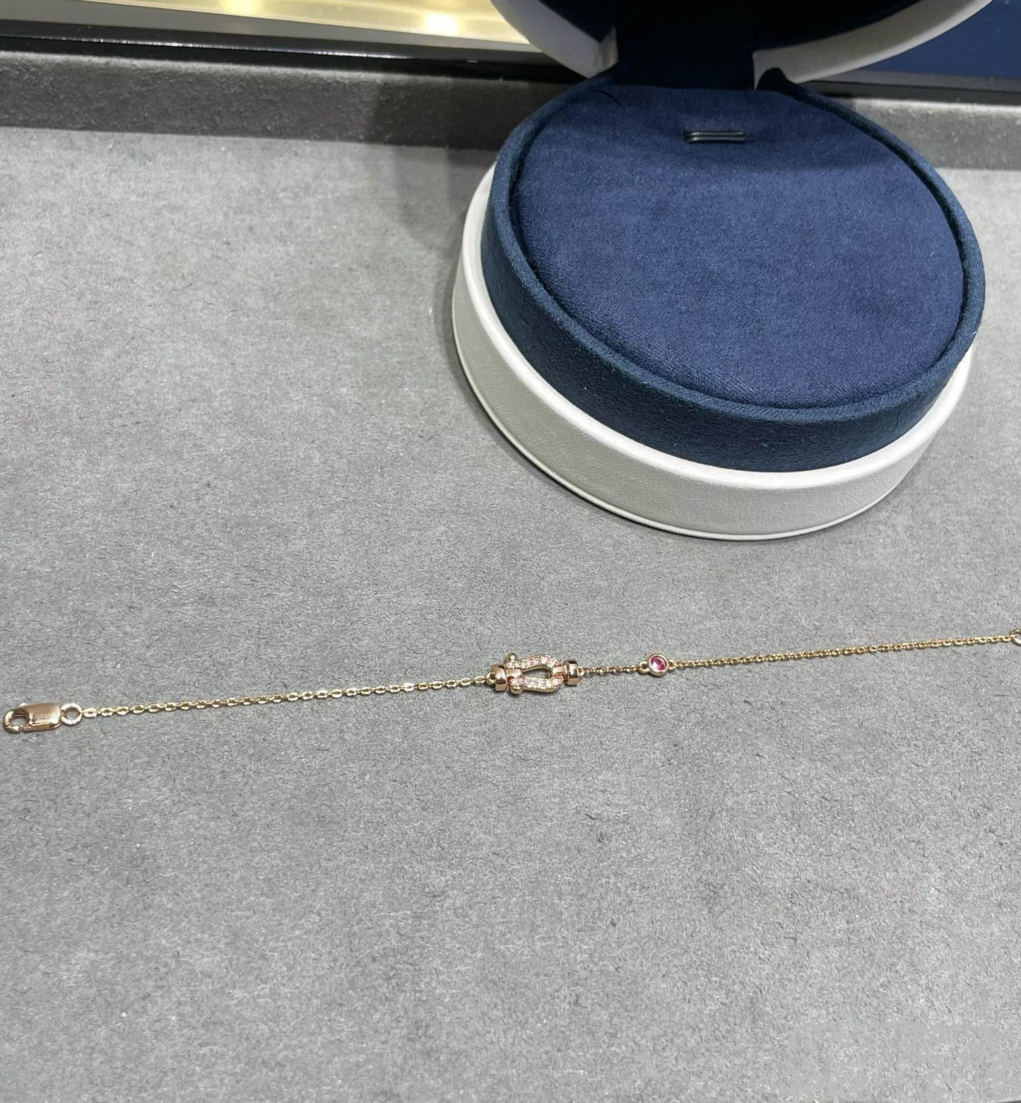 [⭐Luxery]FORCE 10 DIAMOND CHAIN LINK PINK GOLD BRACELET