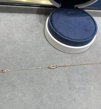 [⭐Luxery]FORCE 10 DIAMOND CHAIN LINK PINK GOLD BRACELET
