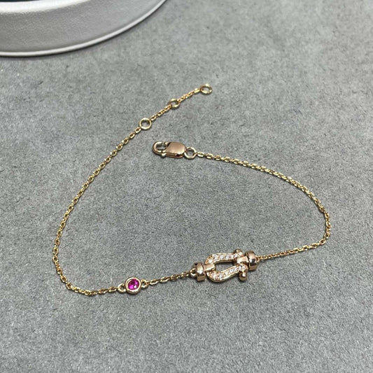 [⭐Luxery]FORCE 10 DIAMOND CHAIN LINK PINK GOLD BRACELET