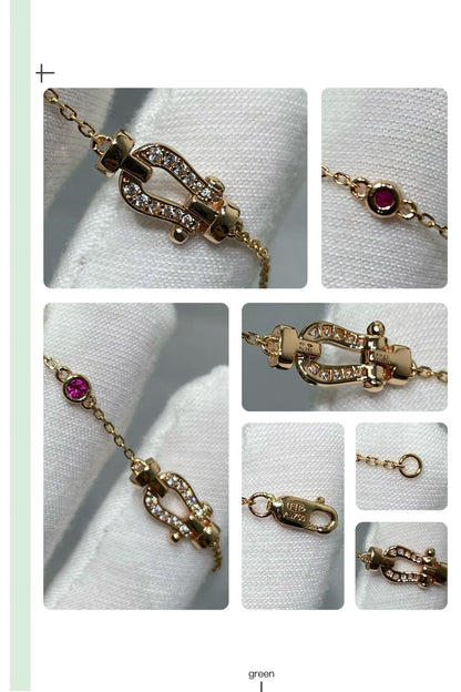 [⭐Luxery]FORCE 10 DIAMOND CHAIN LINK PINK GOLD BRACELET