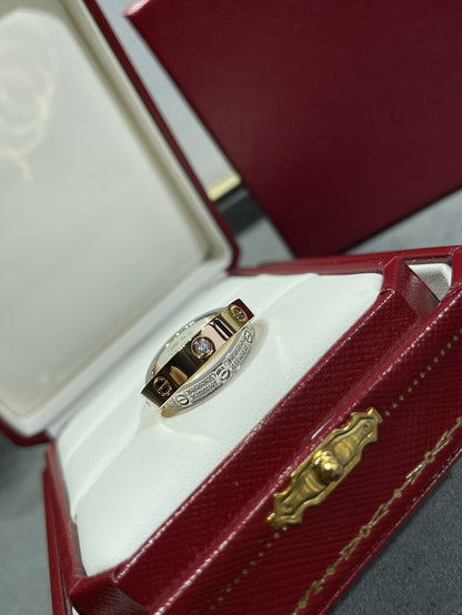 [⭐Luxery]LOVE PINK GOLD SILVER DIAMOND DOUBLE RING
