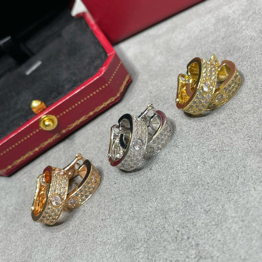 [⭐Luxery]LOVE 5.5MM DIAMOND PAVED EARRINGS