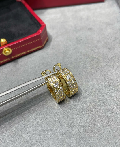 [⭐Luxery]LOVE 5.5MM DIAMOND PAVED EARRINGS