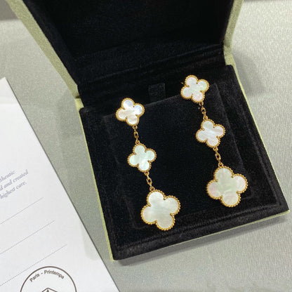 [⭐Luxery]CLOVER MOP 3 MOTIFS GOLD EARRINGS