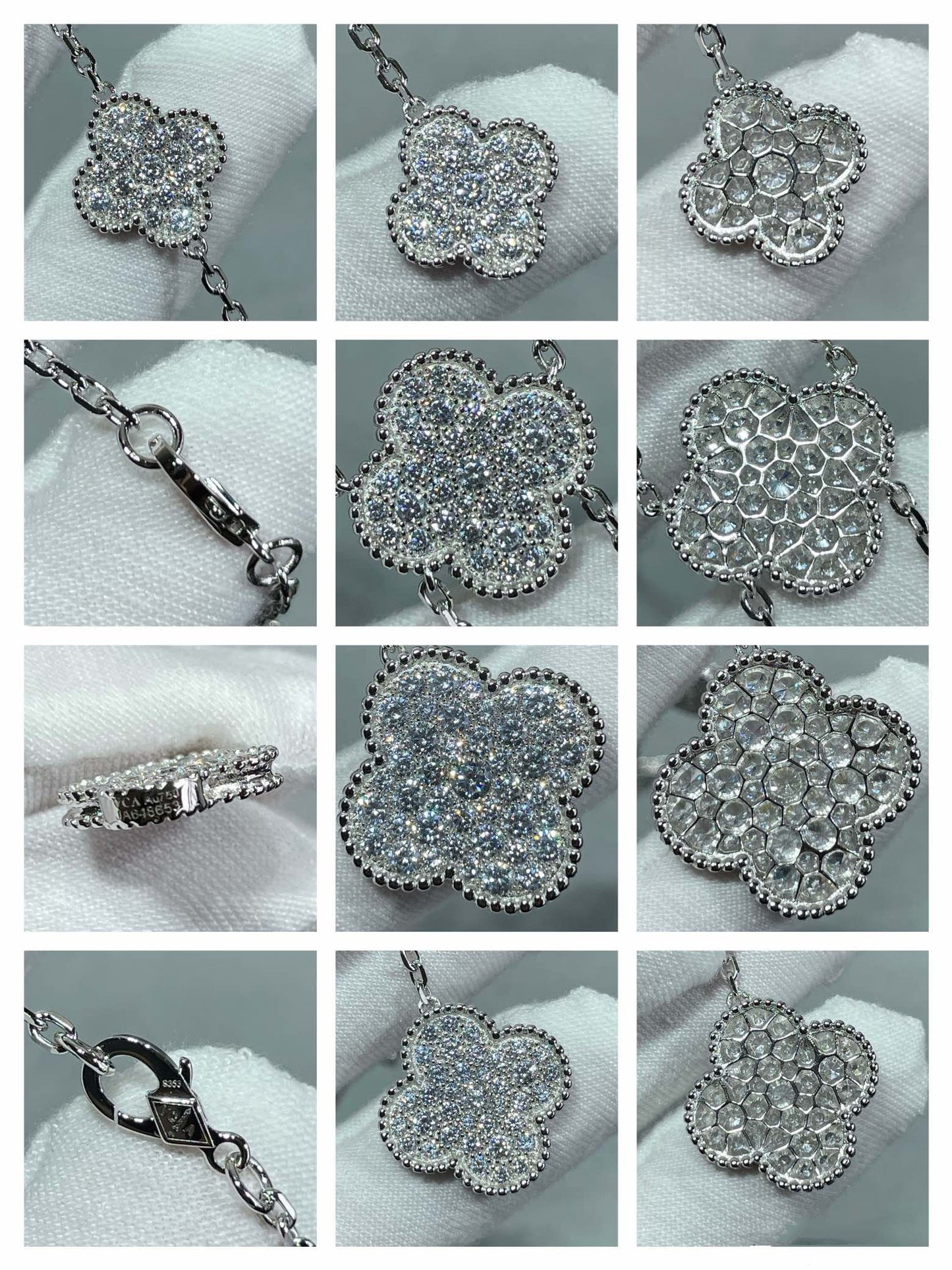 [⭐Luxery]CLOVER 6 MOTIF DIAMOND PAVED NECKLACE