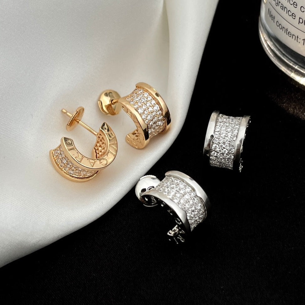 [⭐Luxery]ZERO 1 DIAMOND PAVED EARRINGS