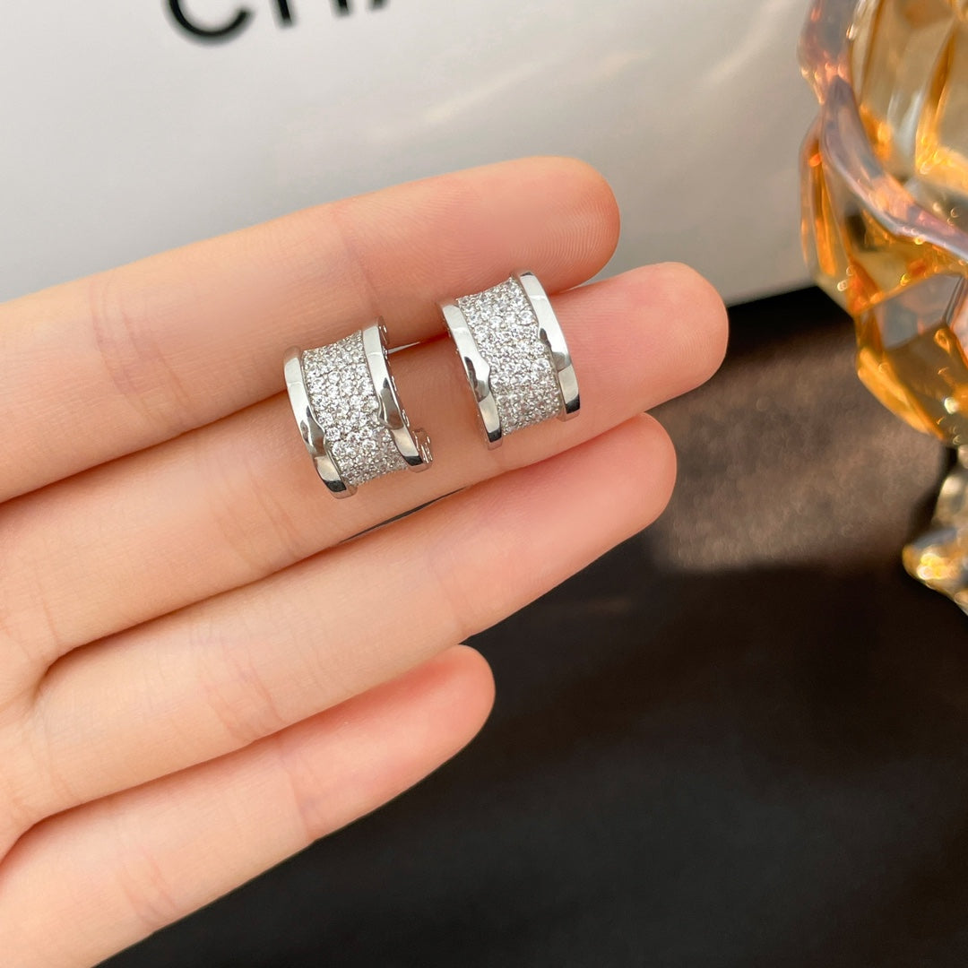 [⭐Luxery]ZERO 1 DIAMOND PAVED EARRINGS