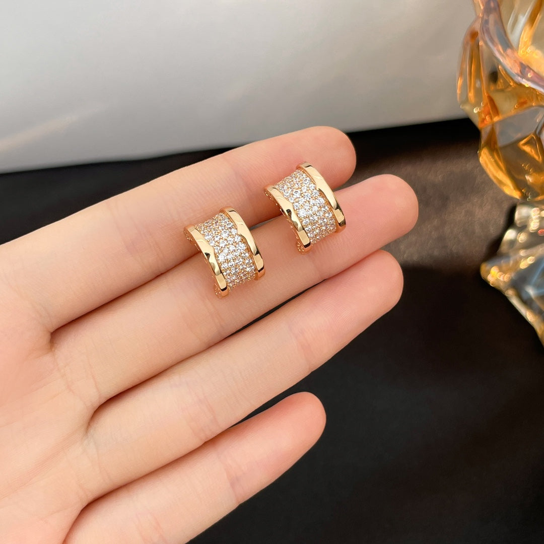 [⭐Luxery]ZERO 1 DIAMOND PAVED EARRINGS
